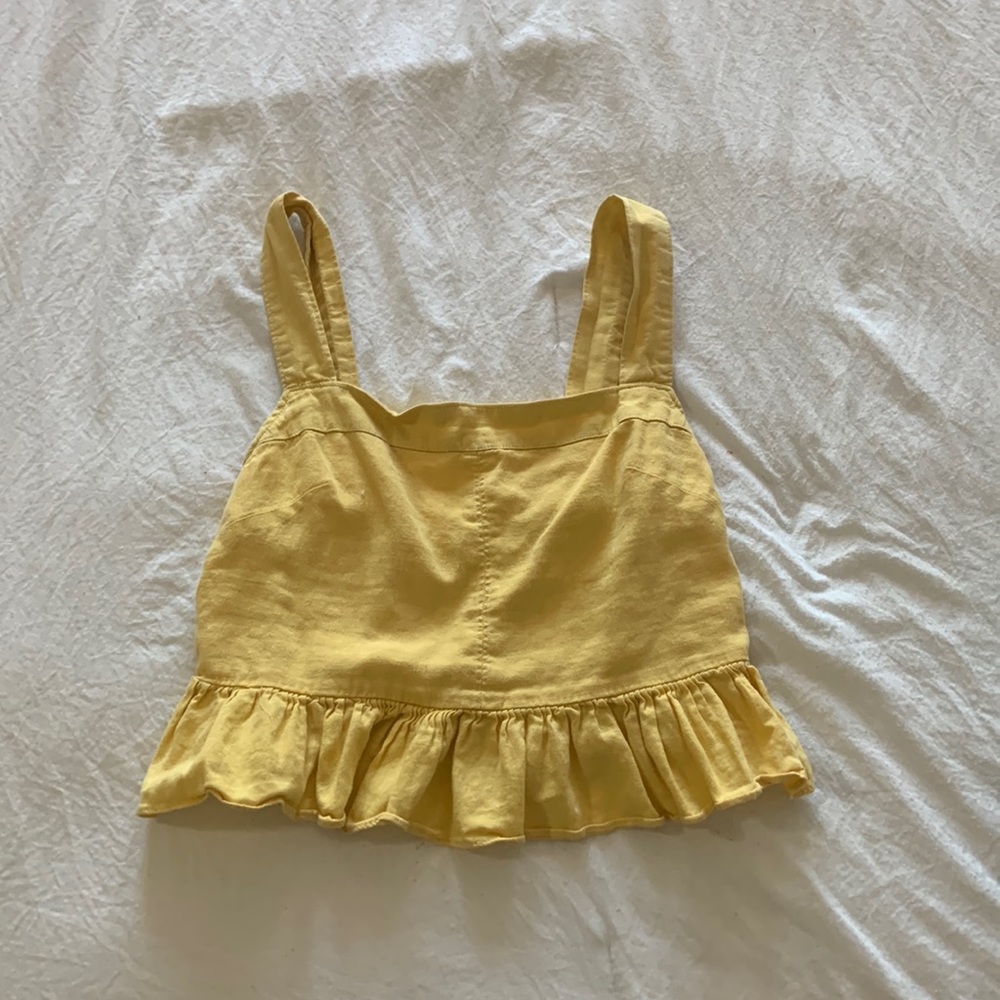 yellow urban outfitters ruffle tank top